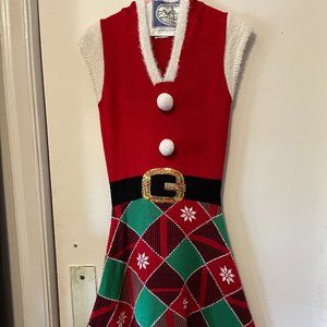 CHRISTMAS HOLIDAY RED & GREEN SWEATER DRESS